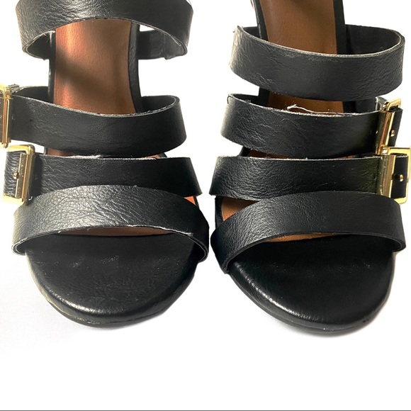 Multiple Straps Stiletto Heel Black Sandals Size 8 - Picture 10 of 12